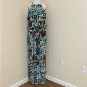 Elegant Multicolor Halter Maxi Dress